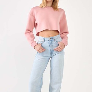 Vente en gros personnalisé léger tricoté sweat-shirt pour femmes poids lourd à manches longues crop top sweat à capuche zippé cordon mignon polaire - Product Image 6