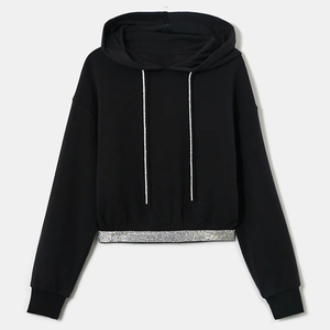 Conjunto Deportivo de Moda para Mujer, Personalizable con Logotipo OEM, Estilo Jogger, Diseño Sólido, Sudadera Corta con Capucha y Pantalones Acampanados, Lavado - Product Image 5