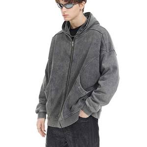 100% algodón lavado con ácido Streetwear Puff Print Sun Faded Acid Wash Vintage Hoodie - Product Image 3