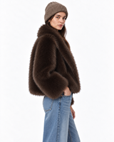 Manteau court d'hiver en fausse fourrure, veste ample et oversize écologique de haute qualité, vente en gros et fabrication sur mesure