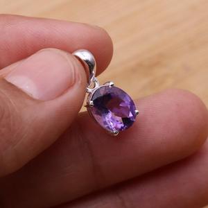 Pendentif solitaire en argent sterling 925 plaqué rhodium avec améthyste, bijoux faits à la main, style bohème, cadeau pour femmes et filles - Product Image 3