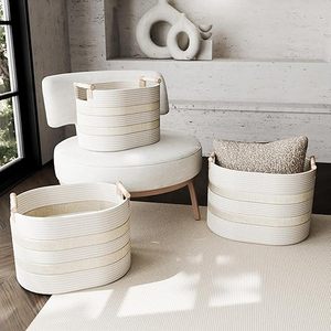 Panier de rangement élégant en macramé tissé à la main à la perfection et idéal pour l'organisation décorative et fonctionnelle de la maison - Product Image 2