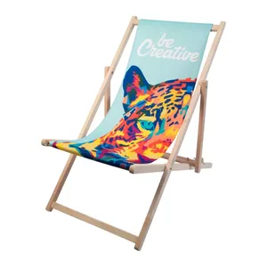 Chaise longue en bois RPET durable Mandalay, chaise de merchandising écologique et durable - Product Image 1
