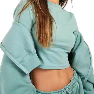 เซ็ต2ชิ้นสำหรับผู้หญิงชุดวอร์ม2ชิ้นสำหรับฤดูร้อนสวมใส่สบายระบายอากาศได้ดี2026โลโก้ออกแบบได้ตามต้องการ - Product Image 3