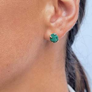 Boucles d'oreilles en malachite de style classique faites à la main 5-7mm plaqué or rose pierres précieuses brutes bijoux en vrac pour femmes - Product Image 4
