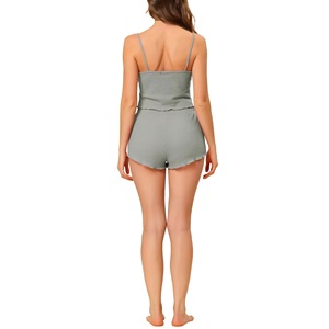 Conjunto de ropa de dos piezas Camiseta sin mangas sólida Pantalones cortos de lino para mujer Conjunto de 2 piezas para mujer 2025 Última llegada Conjunto de camiseta sin mangas para mujer - Product Image 4