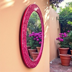 Modern Glass Wall <b>Mirrors</b> Handmade Eco-Friendly <b>Round</b> Design Sky Blue Color 4-Piece Set for Home & Hotel <b>Bathroom</b> - Product Image 1