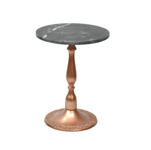 Table basse ronde en aluminium de haute qualité avec base en métal fini or et marbre pour salon - Product Image 4