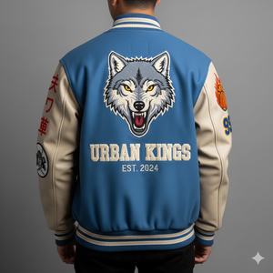 Blouson universitaire personnalisable en mélange de laine, manches en similicuir, bombardier brodé personnalisé pour hommes et femmes - Product Image 2