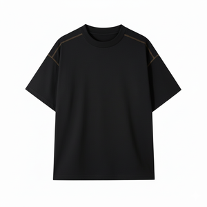OEM/ODM personnalisé T-shirt décontracté pour hommes avec col rond solide lourd GSM 260 grammes tissu en mousseline de soie Design vierge Logo avant Position - Product Image 4