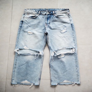 Jeans de Mezclilla Desgastados y Rotos para Hombre |   Pantalones Vaqueros Rectos de Moda Urbana, Logotipo Personalizado OEM, Venta al Por Mayor, Otoño/Primavera - Product Image 1