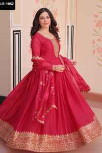 Vêtement Ethnique Indien Étoile Georgette avec Zari et Paillettes Brodé Travail Anarkali Fantaisie Robe avec Travail Lourd Dentelle Bordure Dupatta - Product Image 3