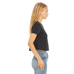 Transpirable 2025 verano Crop Tops camiseta en blanco para mujer 100% algodón hecho en blanco teñido mujeres Crop Top camiseta - Product Image 4