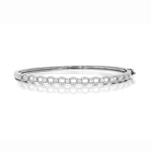 Vintage Round Diamond Twisted <b>Wire</b> <b>Sterling</b> <b>Silver</b> Bangle for Gift or Party Occasions - Product Image 1