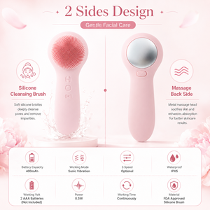 Cepillo de Limpieza <span class=keywords><strong>Facial</strong></span> Eléctrico 2 en 1 con Cabezal de Masaje con Calor Metálico, Vibración Sónica, Limpiador <span class=keywords><strong>Facial</strong></span> de Poros Profundos para el Cuidado de la Piel - Product Image 5