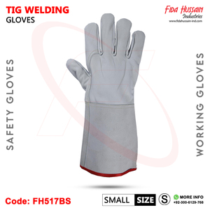 Gants de soudage TIG en cuir de chèvre de 12 pouces avec pouce d'aile et manchette fendue en cuir de vachette Mitaines en cuir Soldadura Pakistan - Product Image 4