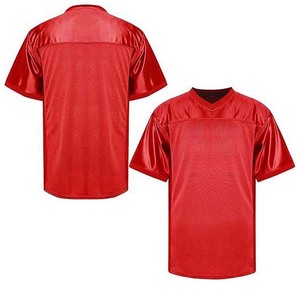 Maillot de football américain court personnalisable unisexe de haute qualité 100% maille de polyester respirant évacuant l'humidité couleur rouge - Product Image 1