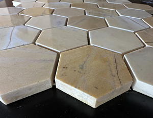 Modern Design Light Yellow Hexagonal Marble <b>Mosaics</b> for Bathroom Villa Interior Walls with Graphic Design Solution - Product Image 3