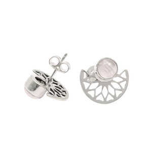 New Design 925 Sterling Silver Natural <b>Rose</b> <b>Quartz</b> Gemstone Round Shape Stud <b>Earrings</b> For Woman Handmade Bohemian Jewelry - Product Image 1