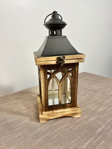Farol de Madera Artesanal con Elegante Diseño de Corte Geométrico, Acabado Duradero para Decoración del Hogar, Lámpara de Mesa para Velas - Product Image 6