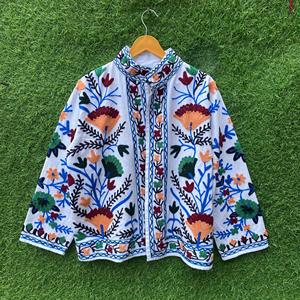 Casual invierno y primavera Unisex fiesta desgaste mano bordado chaqueta indio textil algodón Suzani tela abrigo sin cierre - Product Image 6