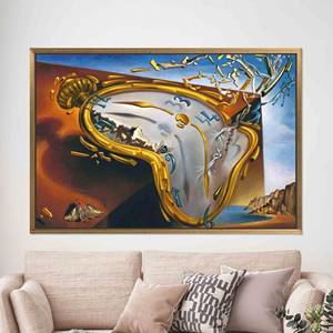 Surrealism Canvas Print: Dali's <b>Clock</b> Explosion Famous Artwork,1P:<b>Gold</b> Framed - Product Image 1