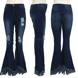 Classic Blue Denim Flare Jeans Women High Waisted Slim Fit <b>Bell</b> Bottoms women denim jeans pants - Product Image 3