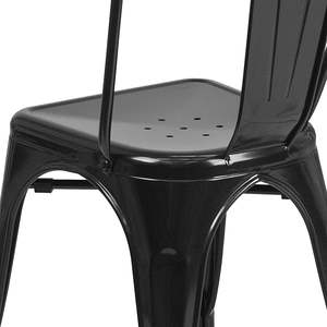 Contemporary Black <b>Metal</b> Dining <b>Chair</b> for Home Stylish Furniture - Product Image 3