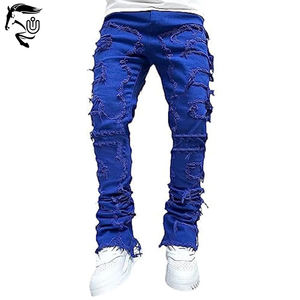 กางเกงยีนส์ถักลายสไตล์วินเทจของผู้ชายชุด2025บริดเดิ้ลสไตล์สตรีทตรงผลิตตามสั่ง - Product Image 6