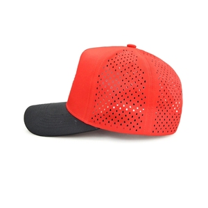 Quick Dry Performance Custom Logo Two Tone Golf <b>Hat</b> 5 Panel Custom Back Woven Tag Laser Perforated Adjustable Snapback Closure - Product Image 5