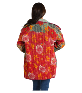 Chaqueta Corta de Algodón Hecha a Mano para Mujer, Estilo Bohemio Floral, Tejida y Reversible para Otoño e Invierno - Product Image 5