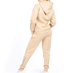 เสื้อสเวตเตอร์มีฮู้ดสองชิ้นสำหรับผู้หญิงเสื้อฮู้ดแบบสวมหัวมีกระเป๋าผ้าคอตตอนใส่สบาย - Product Image 2