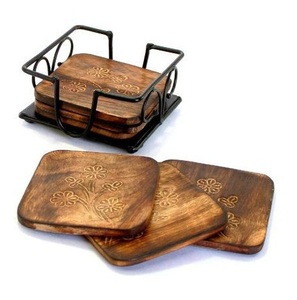 Design Handmade Wooden Drink <b>Coasters</b> Wood <b>Table</b> <b>Coaster</b> Set of 4 for Tea Cups Coffee Mugs - Product Image 5