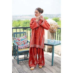 Ensemble femme URGE-2Piece, chemise et pantalon brodés en tissu lawn - BIC-244 - Product Image 5