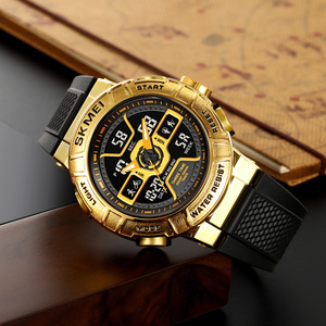 SKMEI 2227 silikon kayış dayanıklı tarzı <span class=keywords><strong>LED</strong></span> aydınlatmalı erkek dijital elektronik saat çift ekran geri sayım sayacı su geçirmez - Product Image 3