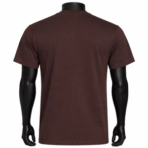 เสื้อยืดลำลองผู้ชาย Wellprove สีน้ำตาลเข้ม คอกลม แขนสั้น ผ้าฝ้าย 100% ทรงโอเวอร์ไซส์ สีพื้น ระบายอากาศได้ดี - Product Image 3