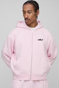 Sudadera con capucha de alta calidad de color rosa personalizado para hombre 100% algodón peso pesado hombro caído doble cremallera bolsillos - Product Image 3