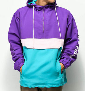 Hot Custom Blank 100% Polyester Half Zip Color Block Hooded Waterproof High Street Style <b>Mens</b> <b>Pullover</b> Windbreaker <b>Jackets</b> - Product Image 5