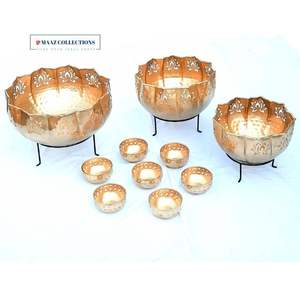 New Handmade Indian Scallop Urli Candle and Floral Decoration Showpiece for Diwali Wedding Decoration Candle Floating Pot - Product Image 1