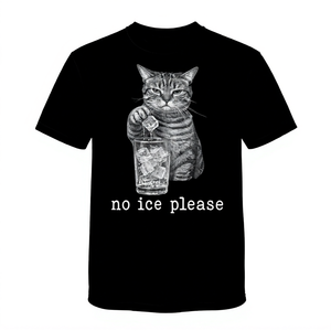 T-shirt promozionale con design grafico a tema gatto: No Ice Please Cat Against Ice - Product Image 2