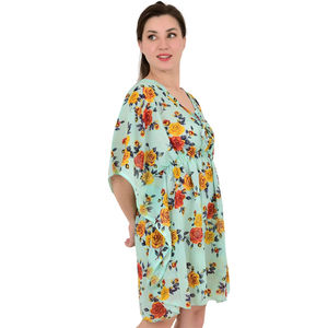 Vestido caftán corto para mujer, ropa de oficina informal estampada para el trabajo, Top de playa de verano, ropa de fiesta, blusa Bohemia Breeze Wear, Tops - Product Image 1