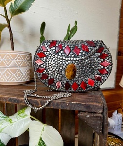 Polished Cut Stone Mosaic Metal Clutch Antique Imitation Angel Design Women/Girls Wedding Bridal Halloween <b>Christmas</b> Decoration - Product Image 4