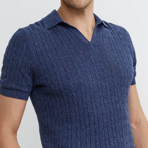 Camiseta de Manga Corta para Hombre, Diseño Moderno y Elegante con Tejido de Cable Trenzado, Transpirable, con Volantes, Diseño Sólido, 100% Algodón, Marca Amriss - Product Image 5