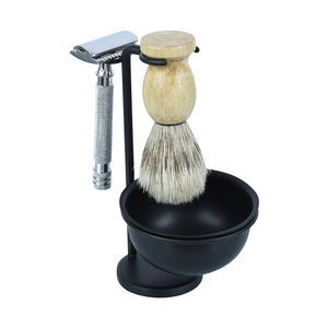 Meilleure vente blaireau et support de rasoir pour hommes outil d'épilation facile matériau en acier inoxydable noir mat - Product Image 2