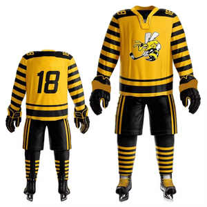 Uniformes de hockey sobre hielo personalizados de alta calidad para hombres con impresión digital de manga larga 100% poliéster de secado rápido y transpirable - Product Image 2