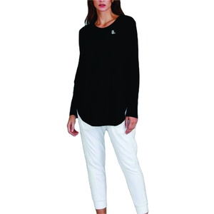 Camiseta Larga de Algodón Orgánico 100% para Mujer, con Logotipo, Sólida, Casual, Transpirable, Ecológica, de Verano - Product Image 1