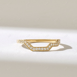 Les meilleurs fabricants indiens exclusifs 14k en or massif demi-éternité bague de mariage contour diamant naturel fêtes de fiançailles - Product Image 6