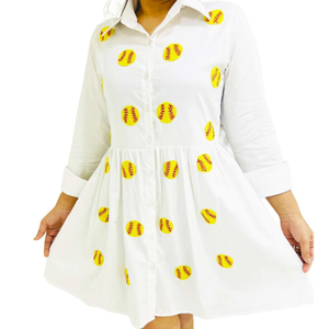 Robe longue en coton tissé à volants pour femmes, avec des patchs en sequins de football/rugby, vêtements de jour de match personnalisés OEM, été - Product Image 4