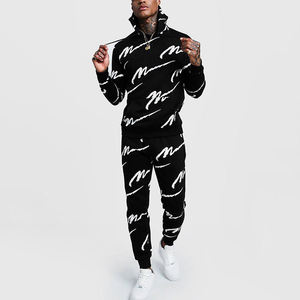 Conjunto de chándal deportivo personalizado OEM para hombre, chándal de terciopelo con capucha y diseño impreso completo, chándal informal unisex de talla grande con logotipo personalizado - Product Image 3