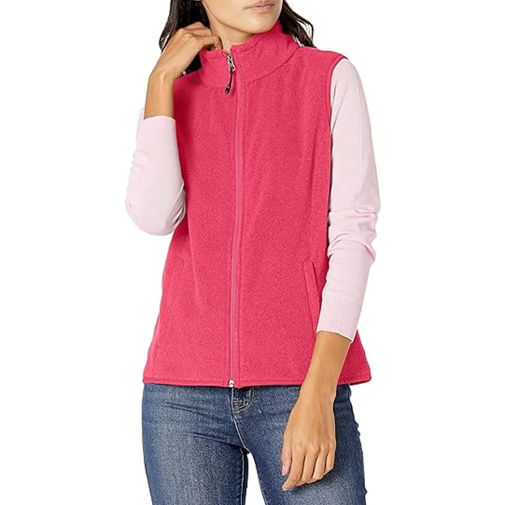 Custom Wholesale Fleece Jackets Customize Winter Women Sleeveless Fleece Vest Casual Vests Stand Jacket